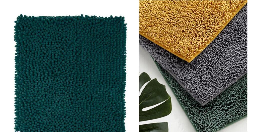 Fop en Bij Hoogpolig Donker groen Badmat 2x