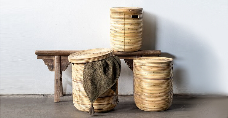 Het Mandenhuys Rotan Wasmand Stripe