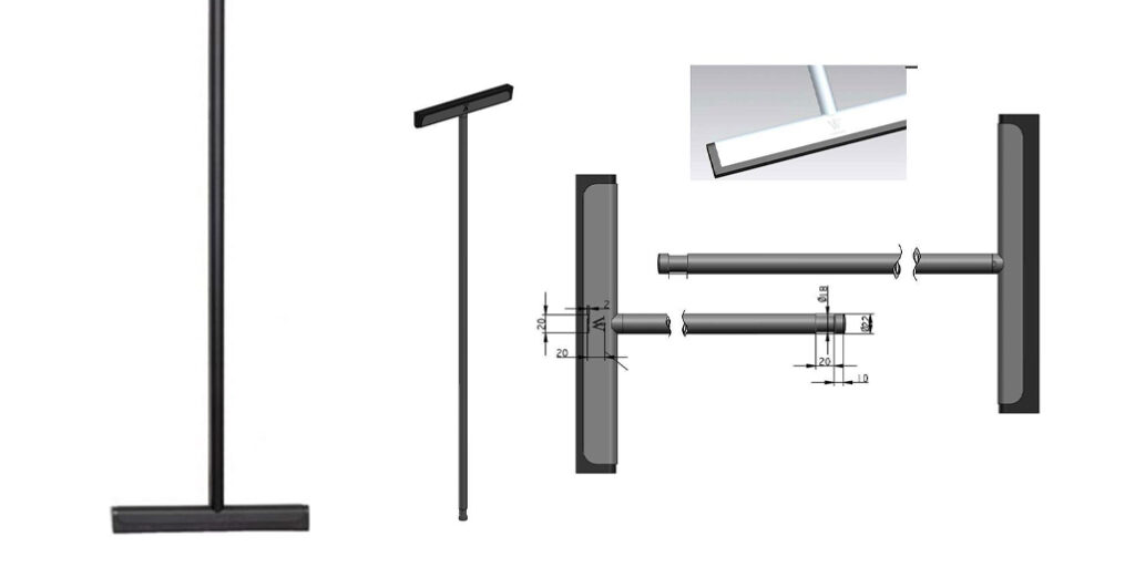 Vloerwisser Luxe 33x120cm Mat Zwart met Muurbevestiging